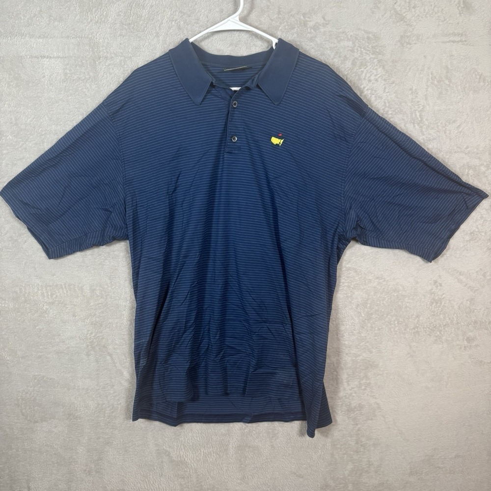 Clubhouse Collection Masters‎ Polo Shirt Mens XL Blue Striped Cotton Italy Golf